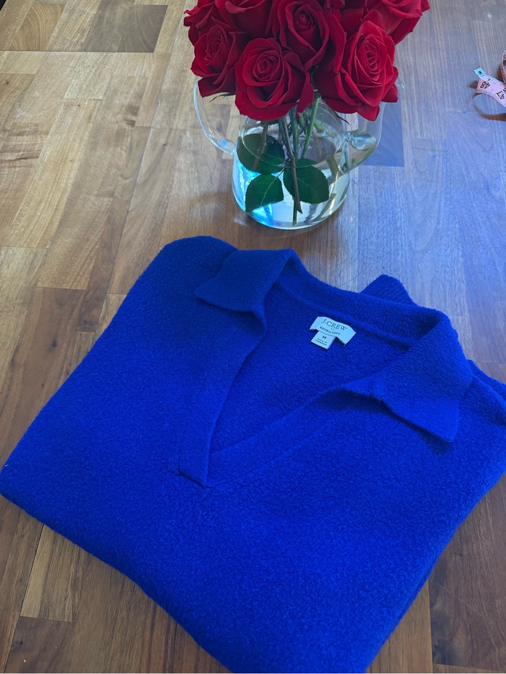 J. Crew Women's Cobalt Blue Collared V-Neck Sweater